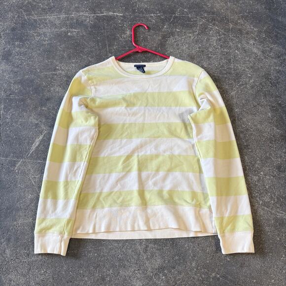 Vintage Gap Crewneck Sweater Womens L White Yellow Striped Y2K Preppy Stretch - Picture 1 of 8